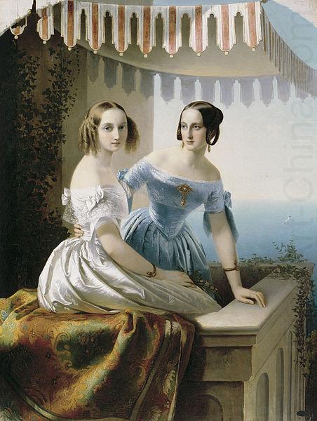 Grand princesses Mariya Nikolayevna and Olga Nikolayevna, unknow artist